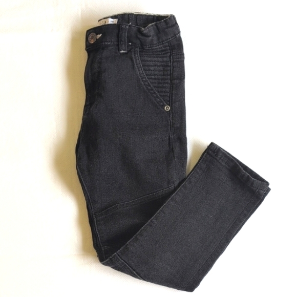 zara black biker moto style stretch denim jeans 4-5 YRS unisex gender neutral - Picture 1 of 12